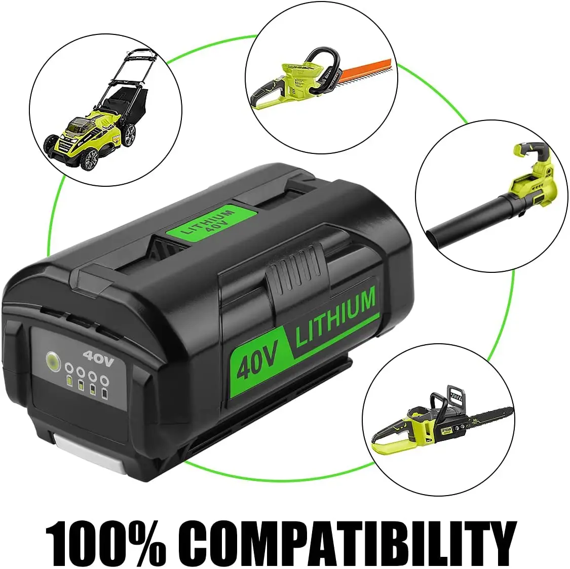 40V 6.0Ah Li-Ion Battery & Charger สำหรับ Ryobi OP4040 OP4026 OP4030 OP4050 OP4060A OP40201 OP40301คอลเลกชันไร้สายเครื่องมือ