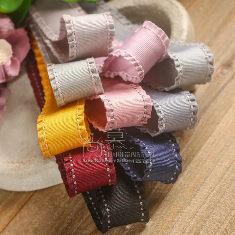 Ruffle Grosgrain Ribbon Jump Dot Line DIY For Hair Bows 25mm 38mm 1