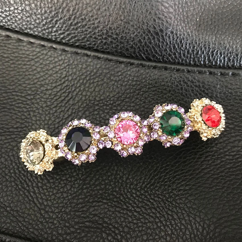 1 قطعة متعدد الألوان ، رمادي الكورية كريستال اللؤلؤ مقاطع الشعر أنيقة النساء المشابك دبابيس الشعر الديكور أغطية الرأس إكسسوارات الشعر