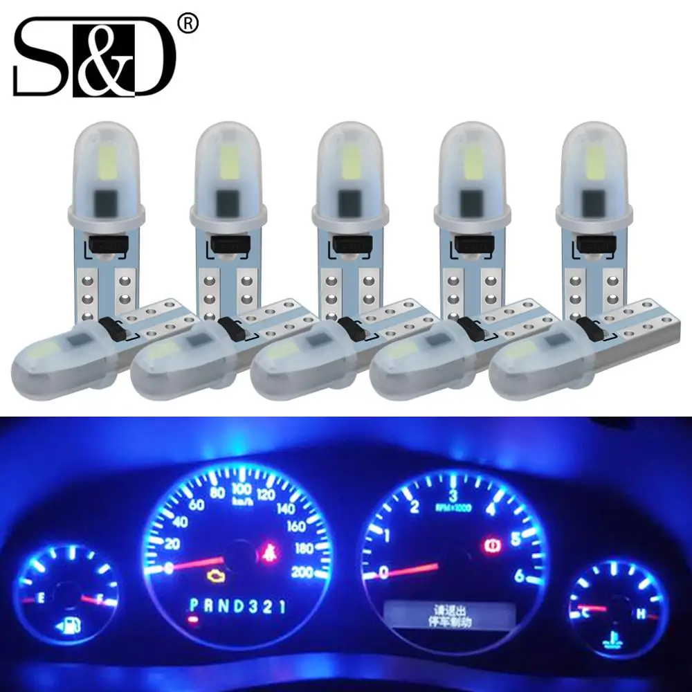 

10Pcs T5 W1.2W W3W 74 86 206 Super Bright 2 SMD 3014 LED Bulb Car Interior Light Auto Side Wedge Dashboard Gauge Instrument Lamp