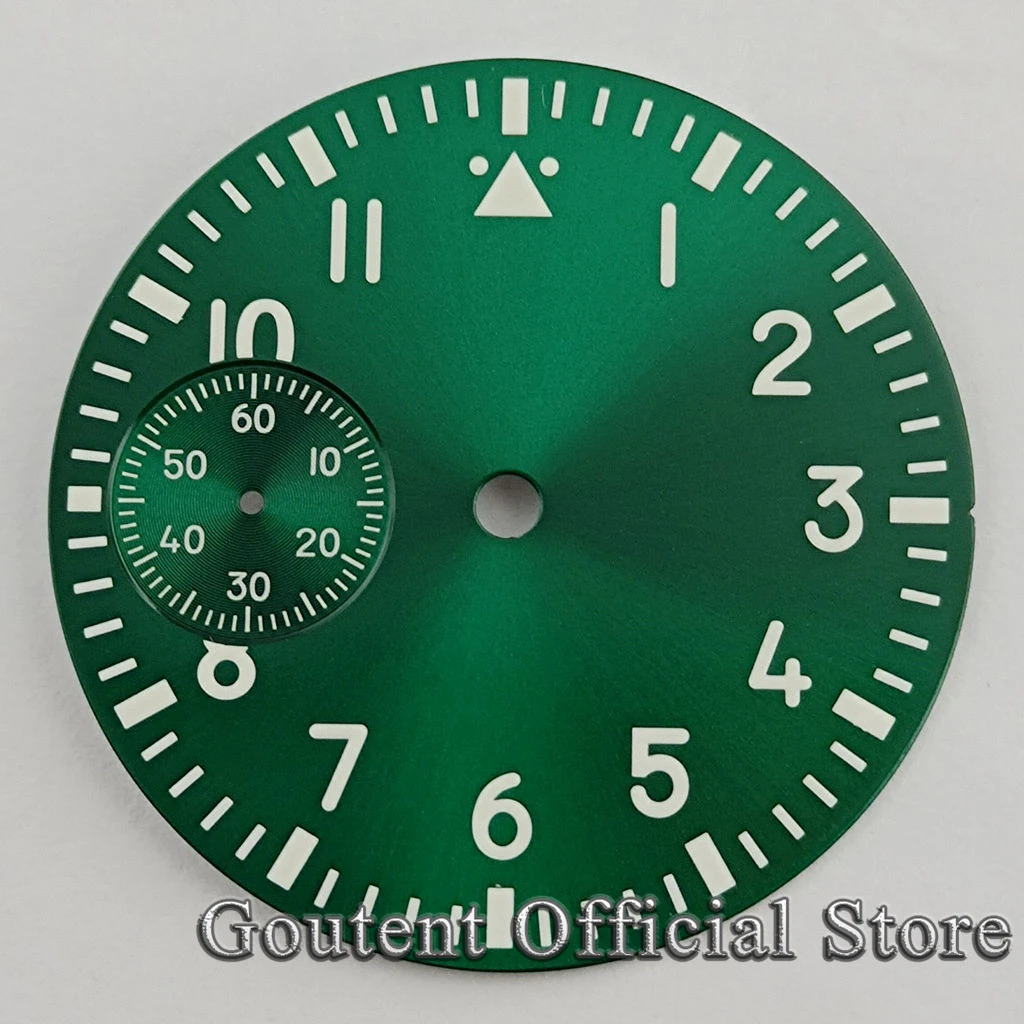 37mm sterile Black White Blue Green Watch Dial Green Luminous Fit eta 6497 Sea gull st36 movement Watch Parts