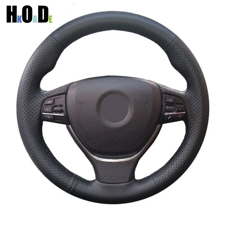 Hand-Stitched Black Artificial Leather Car Steering Wheel Cover for BMW 520i 528i 2012 - 2014 730Li 740Li 750Li F10