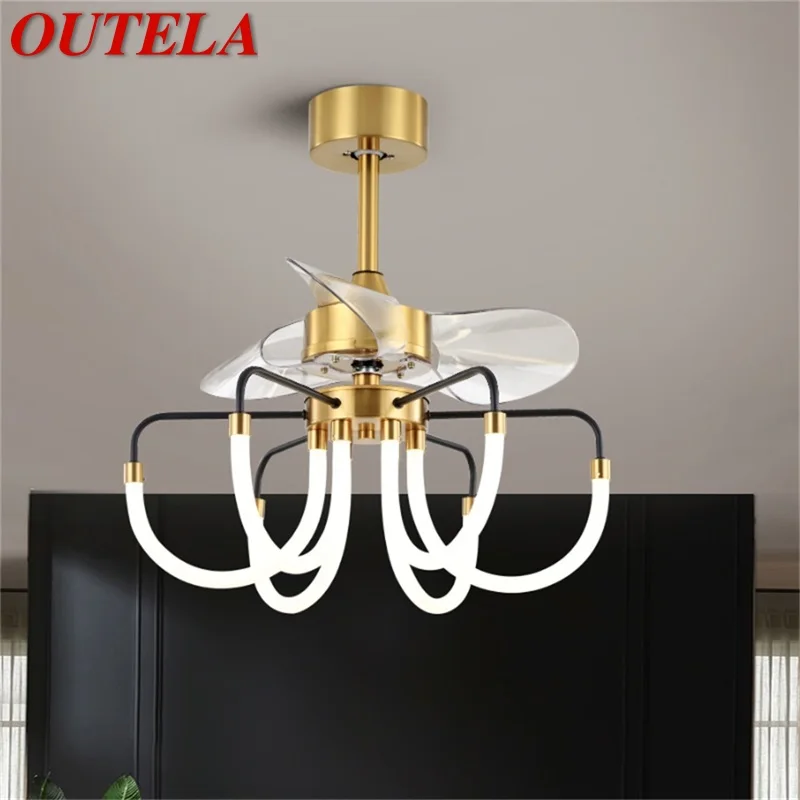 

OUTELA Postmodern Ceiling Fan with Lights Remote Control LED Lighting for Home Dining Room Bedroom