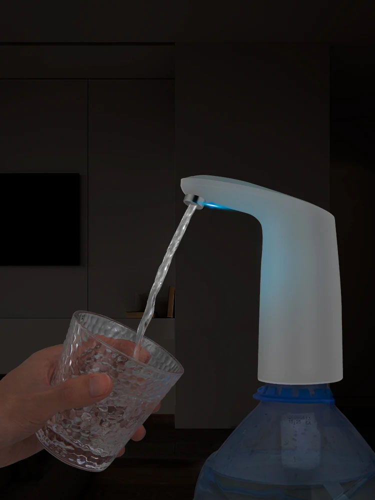 Bomba de botella de agua eléctrica integrada, dispensador de agua recargable por USB, interruptor de bomba de agua, herramienta de hervidor de 5 galones con luz nocturna