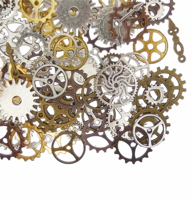 50PCS Mixed Steampunk Wheel Gear Pointer Charms Alloy Metal Vintage Pendant Fit Bracelets Necklace DIY Jewelry Findings