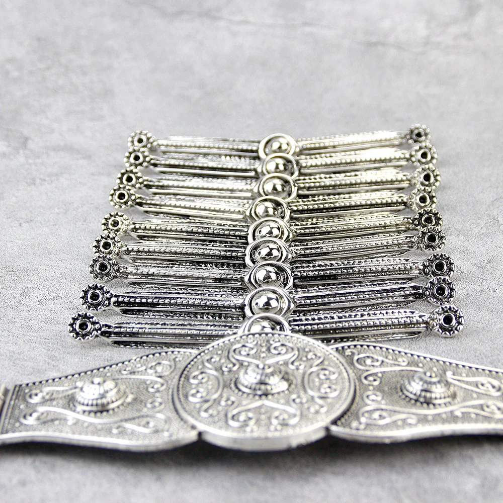 Sunspicems Retro Vintage Caucasus Waist Belt Breastplate Bib Sets for Women Antique Silver Color Dancer Jewelry Body Chain Gift