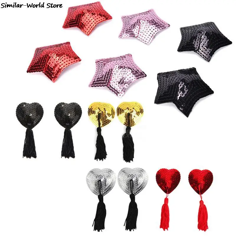 1Pair  Sexy Pasties Stickers Sex Product Toys Women Lingerie Sequin Tassel Breast Bra Nipple Cover Petals Clothing Accessories