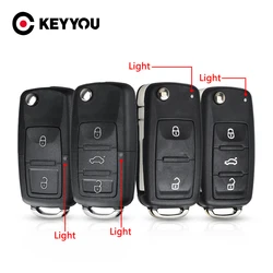 KEYYOU 2/3 Buttons Folding Car Remote Key Flip Key Shell For Volkswagen VW Polo Passat B5 Tiguan Golf Seat Skoda Auto Blank Key