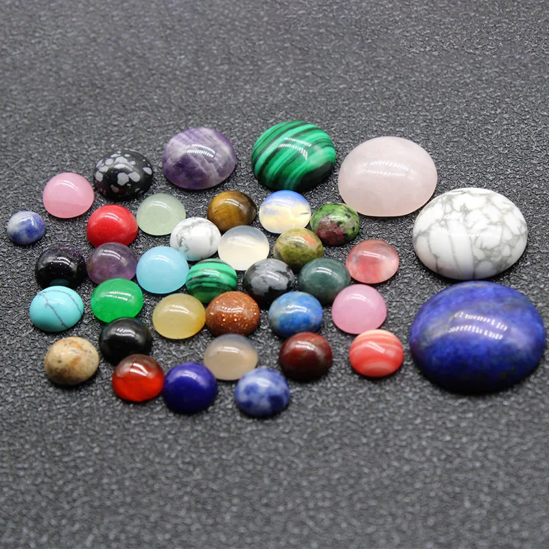 10pcs 4 6 8 10 12 14 mm Beads Cabochon Natural Stones Round Loose Beads Cabochon Cameo Fit DIY Ring Earrings for Jewelry Making