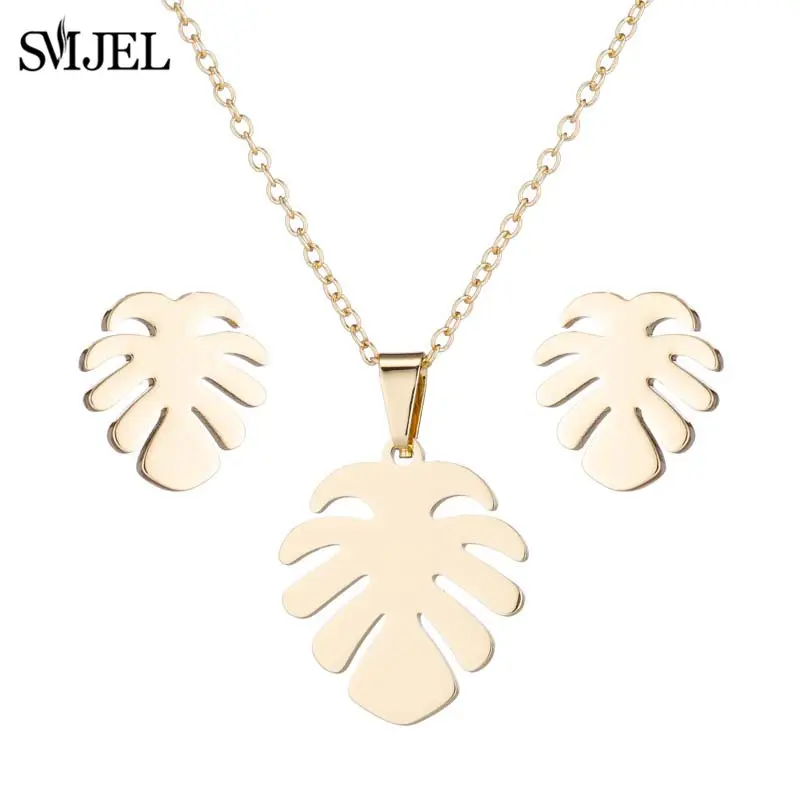 Women's Stainless Steel Coconut Tree Necklace & Earrings Set