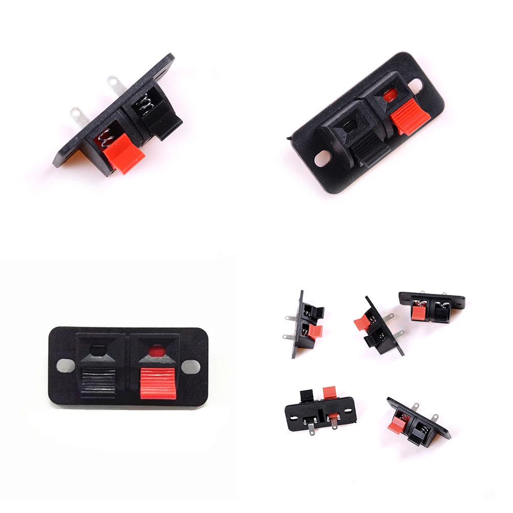 Hot 5 Pcs 2 Positions Connector Terminal Push in Jack Spring Load Audio Speaker Terminals