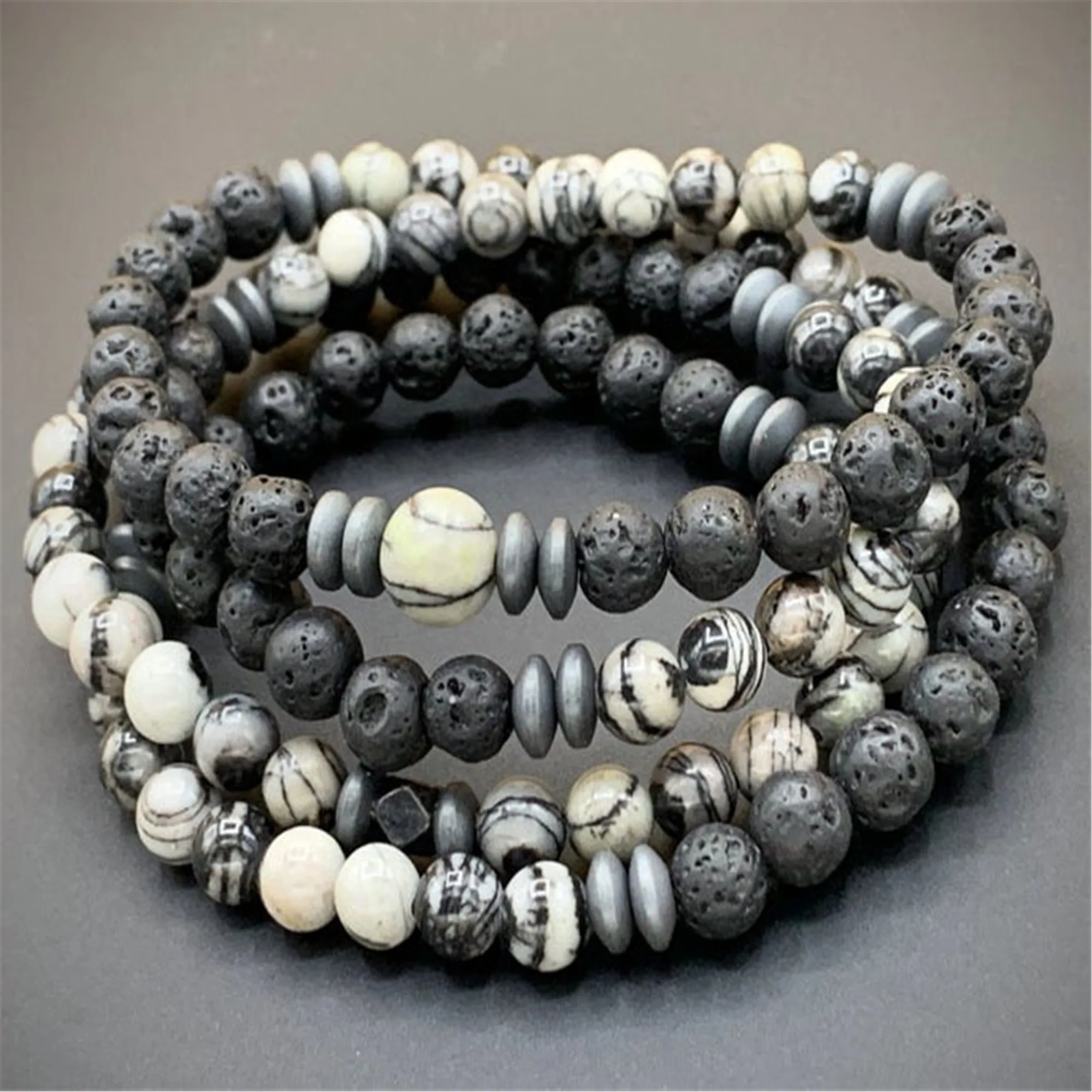 

6mm Natural Lava Stone 108 Beads Multi-layer Bracelet Cuff Yoga Healing Wrist Yoga Mala Spirituality Stress Buddhism Prayer