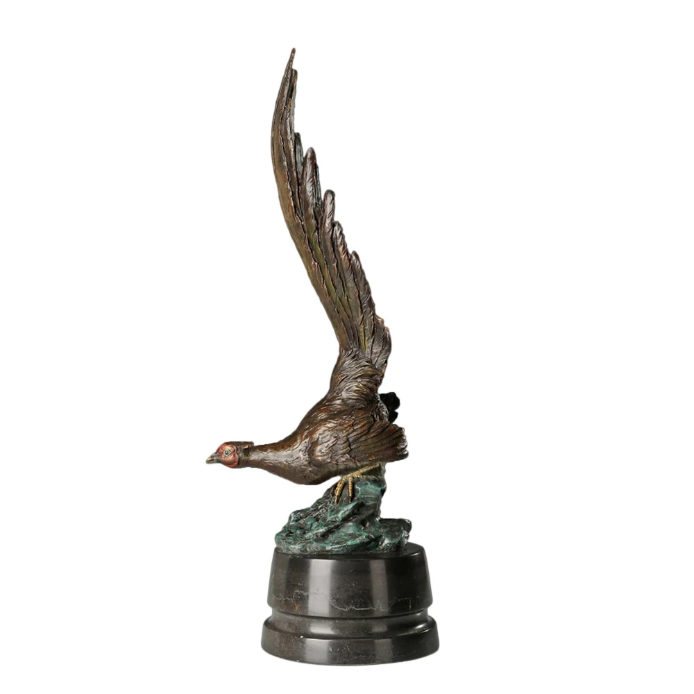 Bronze Statue Animal Birds Pheasant Sculpture Figurine Art Home Decoration