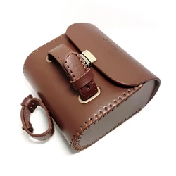 Vintage Bicycle PU Saddle Bag Fixie Tool Tail Bag With Lid MTB Road Bike Brown Black Chocolate Color Durable Buckle Install