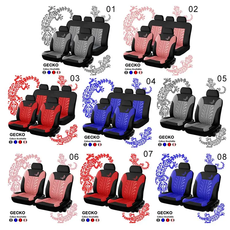 4/9Pcs Universal Full Set Gecko Tire Print Detachable Interior Accessories Automobile Protector Car Seat Cover For Car Tools