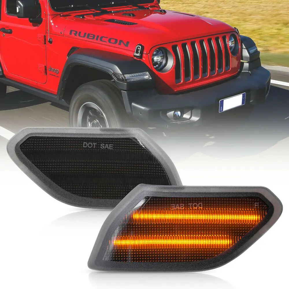 

Amber Led Front Side Marker Light for 2018 2019 2020 2021 2022- Jeep Wrangler JL Gladiator JT 2020 2021 2022-Turn Signal Lamps