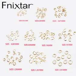 Fnixtar 100pcs/Lot 0.5*3.5mm 0.6*4mm 0.8*4/5/6mm 1*/6/7mm 1.2*7mm PVD Plating Gold Color Stainless Steel Open Jump Ring Finding