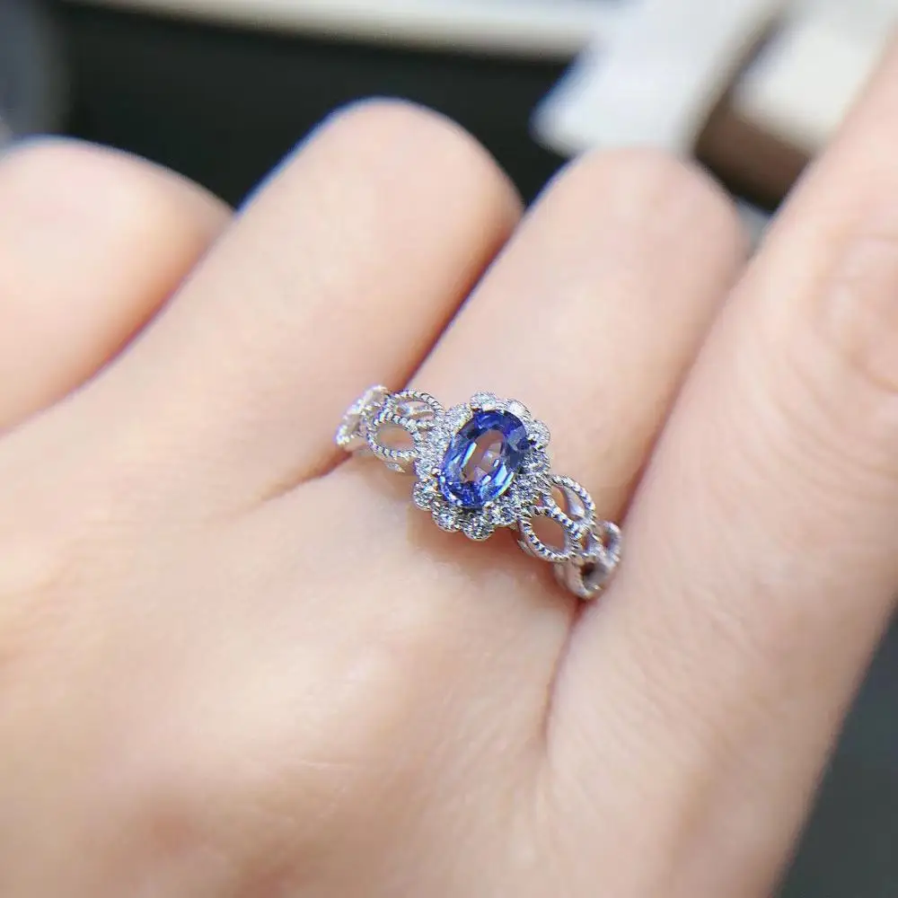 

100% Natural real blue sapphire ring 925 sterling silver Fine handworked jewelry Finger rings Wedding Ring