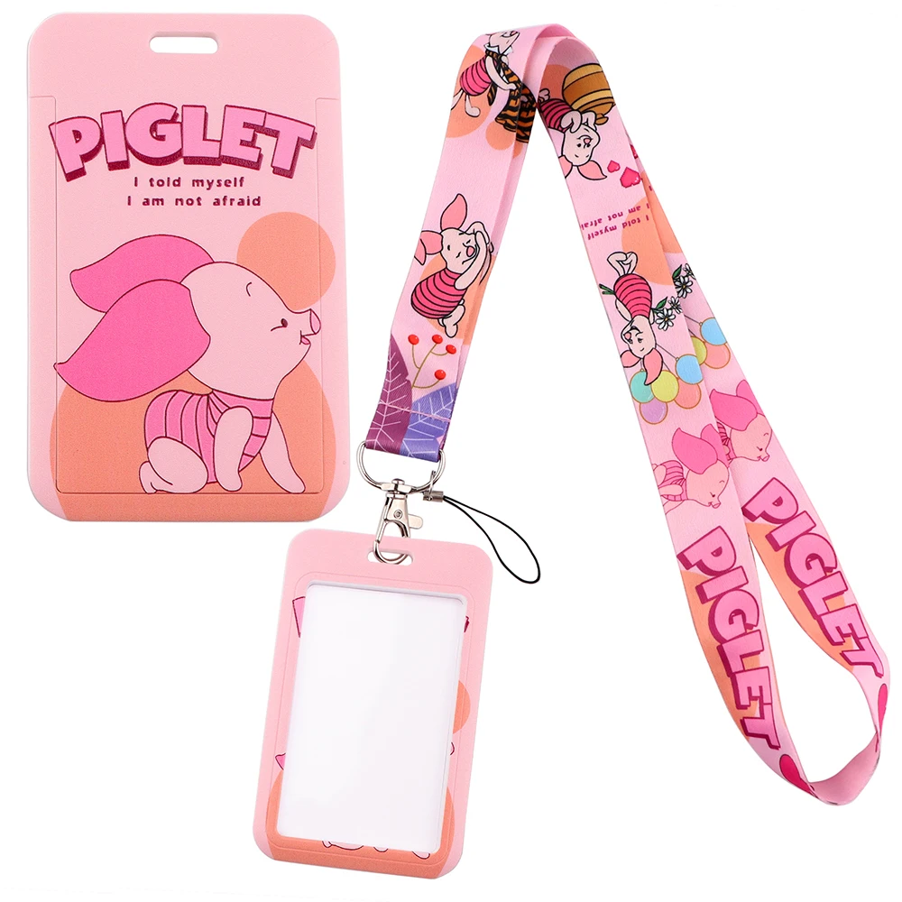 YQ365 Piglet Lanyard Winnie the Pooh Necklace USB Key ID Campus Card Badge Holder Cartoon Neck Strap Keychain Phone Rope Lariat