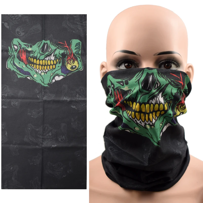 Skull Seamless Outdoor Balaclava Fashion Cycling Magic Scarf Men Sun Protection Bandana Neck Gaiters Riding Half Scarf Washable