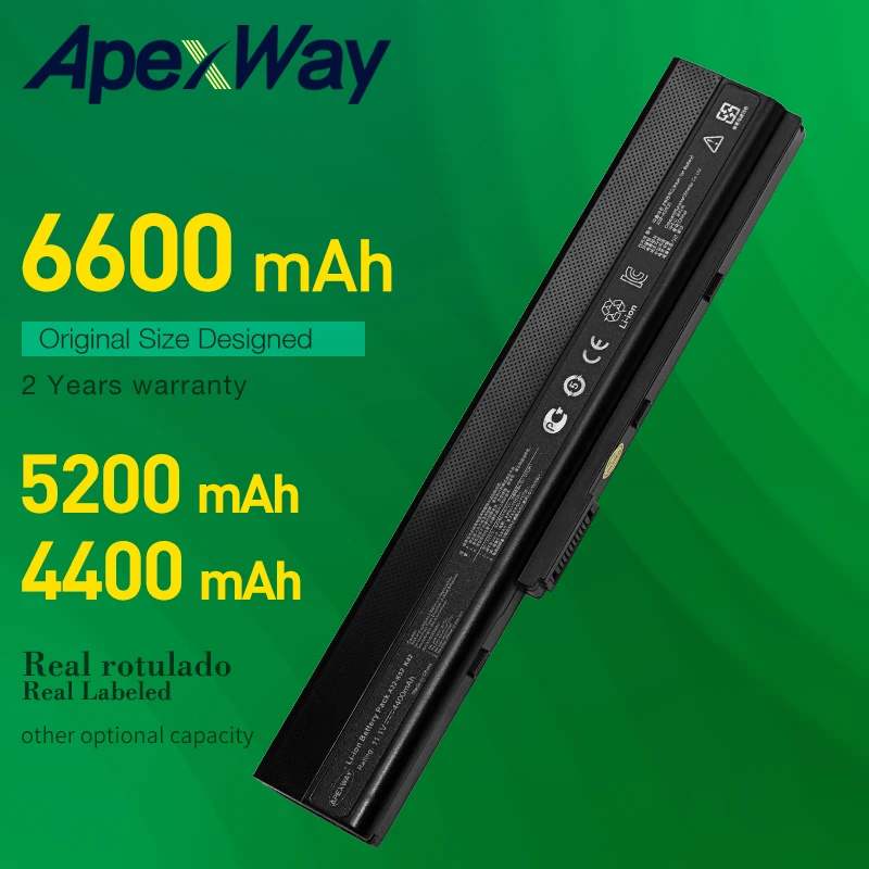 ApexWay  6 cell laptop battery for Asus A52F A52J K52D K52DR K52F K52J K52JC K52JE K52N X52J   A32-K52 A41-K52  70-NXM1B2200Z