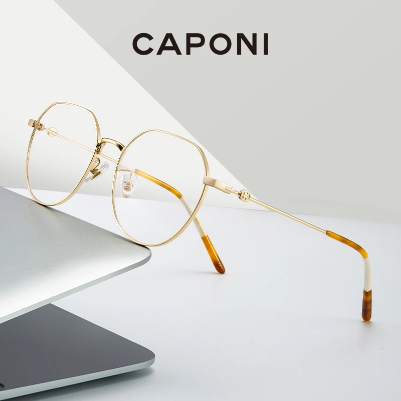 CAPONI Glasses Frame Women Fashion Brand Designer Eyeglasses Anti Blue Light Lens Eyewear Glasses Support Prescription JF6840