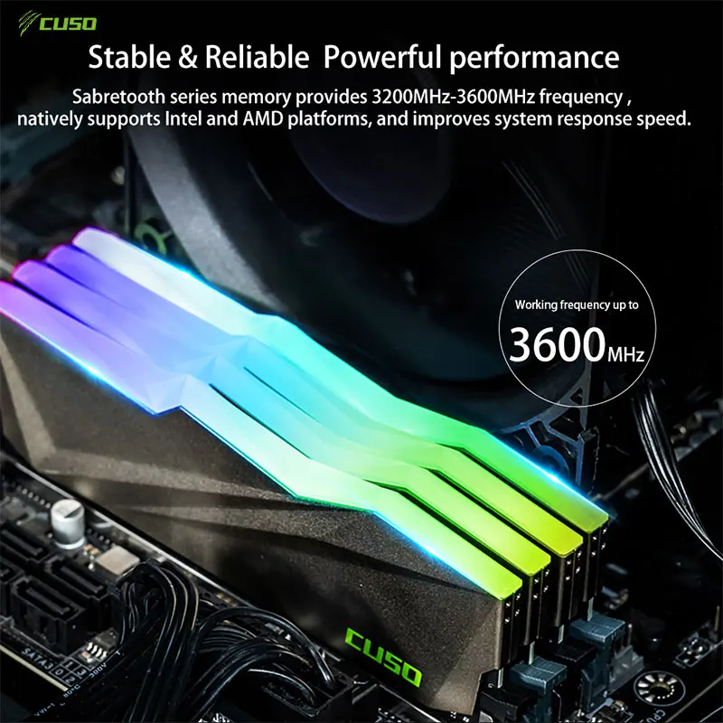 CUSO ddr4 ram RGB 32G 16GBx2 3200MHz 3600MHz Memoria Ram Gaming Memory DIMM For Desktop Dual Channel memoria ram ddr4