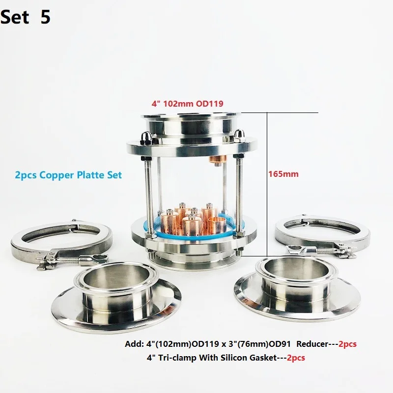 Imagem -05 - Distillation Lens Column Grupo Copper Platte Settri-clamp Sight Glass União Aço Inoxidável 304 Pcs