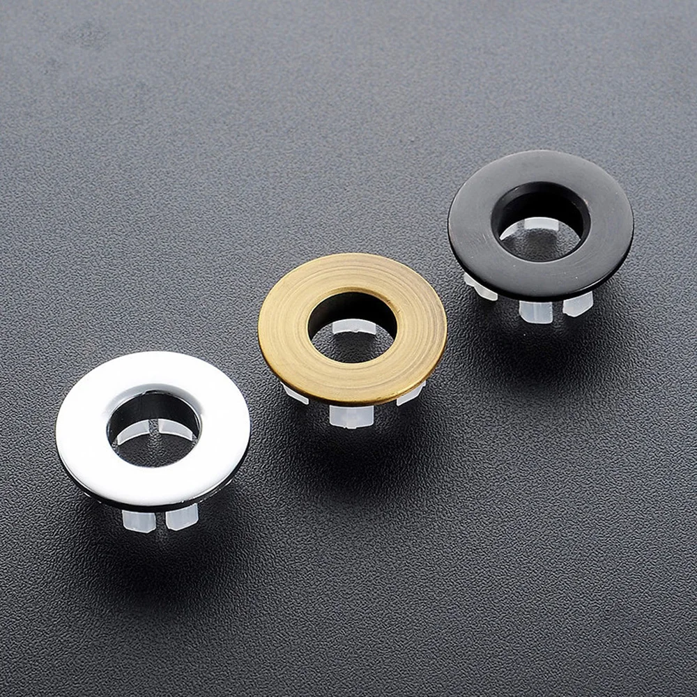 1Pcs Sink Hole Round Overflow Cover Copper Insert Chrome Basin Sink Overflow Cover Bathroom Basin Faucet Insert Chrome Ring