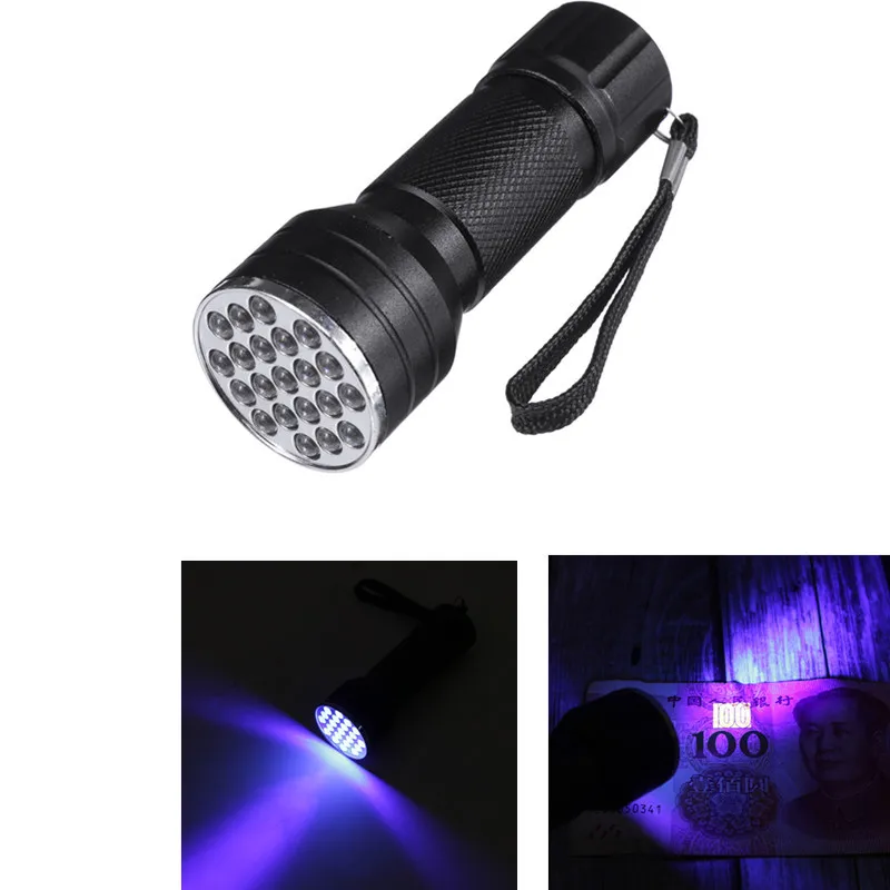 21LED UV Torch Light Ultraviolet Black Light 395-400nm LED UV Flashlight Torch Light UV Detection Lamp for Detection Inspection