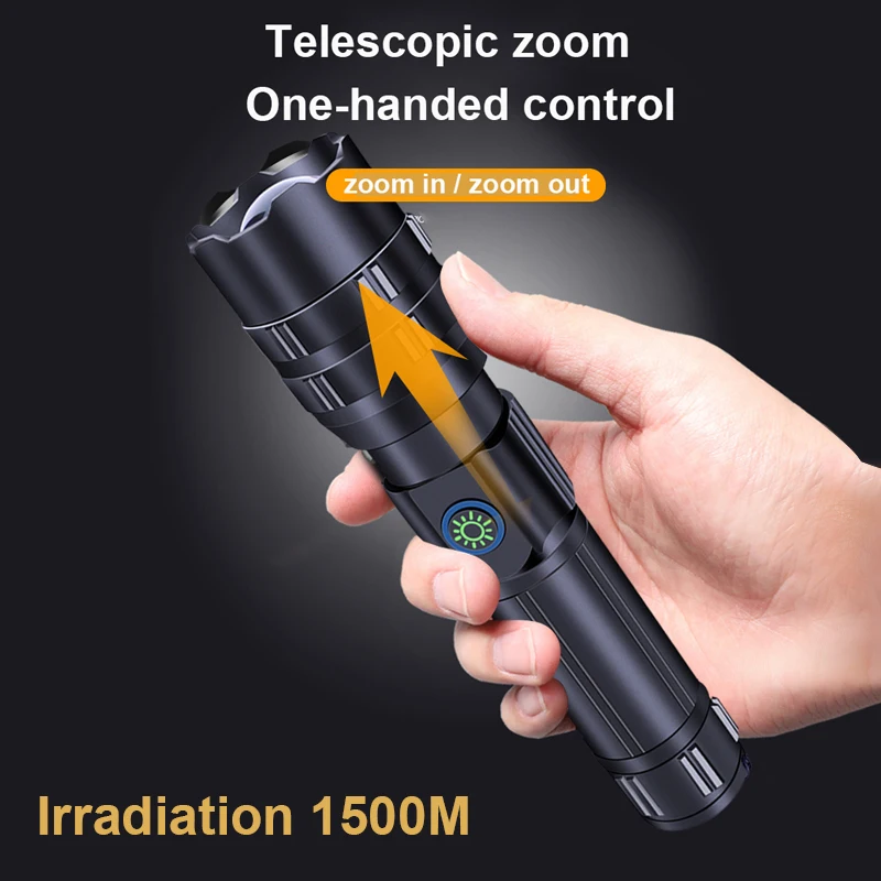 High Powerful Led Flashlight Usb Rechargeable Torch Zoomable Hunting Flash Light Waterproof Lantern 18650 26650 Hand Lamp