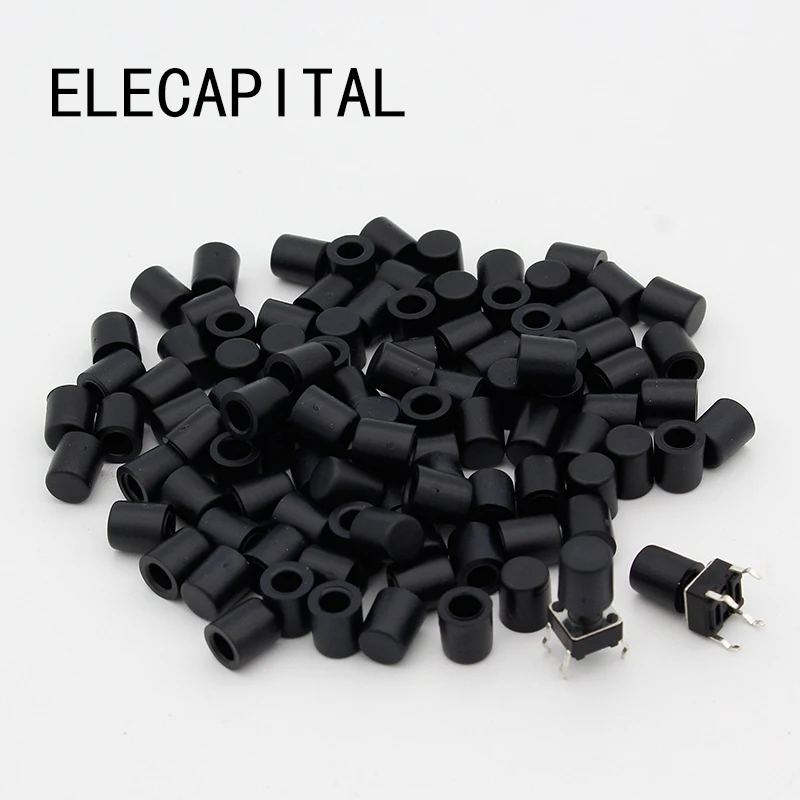 100pcs/lot Black Plastic Cap Hat G62 for 6*6mm Tactile Push Button Switch Lid Cover Free Shipping