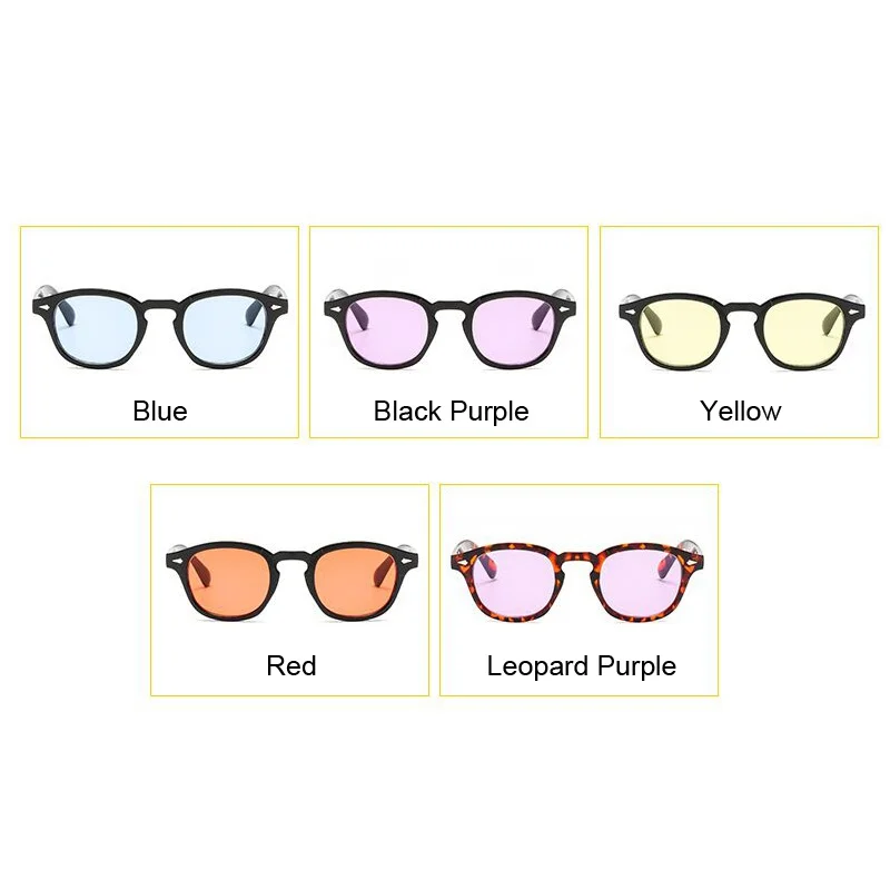 Fashion Johnny Depp Style Round Sunglasses Brand Designer Clear Candy Colors Lens Sun Glasses Male Female Vintage Oculos De Sol