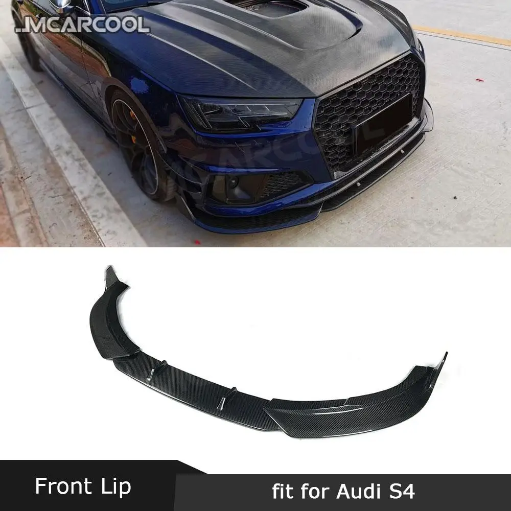 Dry Carbon Fiber Front Bumper Lip Spoiler For Audi A4 Sline S4 Sedan B10 2019 2020 FRP Head Chin Shovel Car Styling