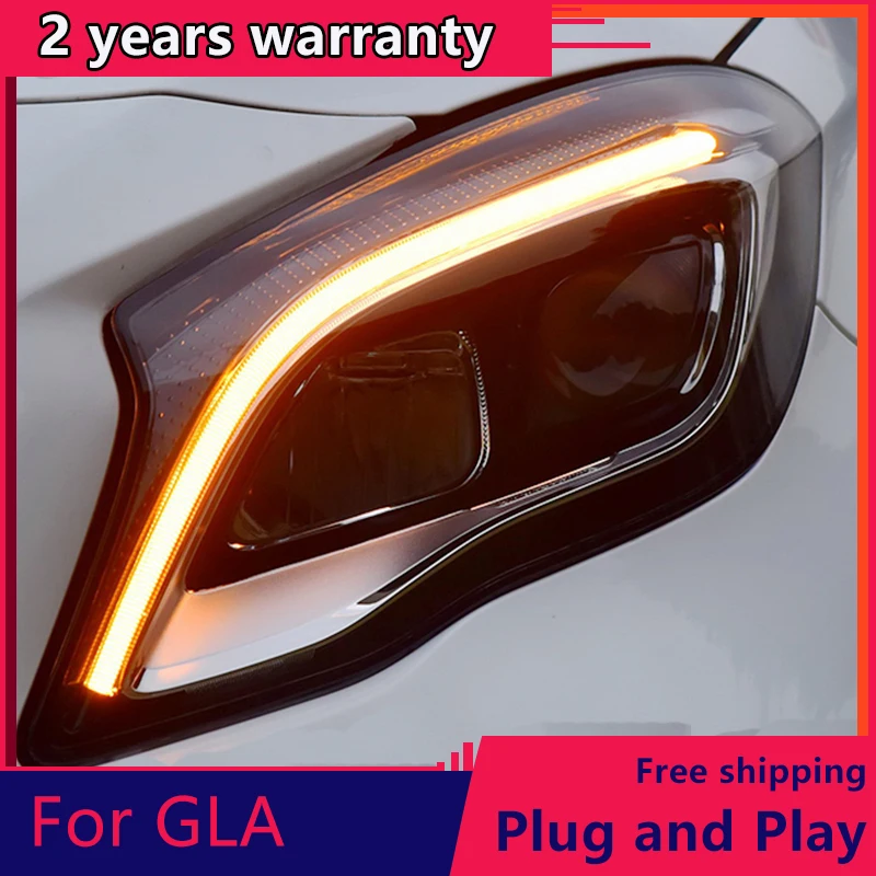 

Car Styling For Mercedes-Benz GLA headlight assembly low with new high with unlock a touch of blue daytime running light