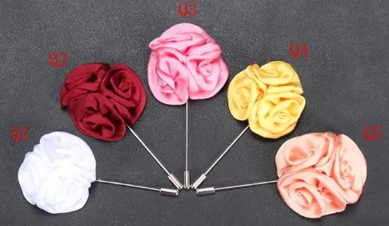 Flower ball Brooch Lapel Pins handmade Boutonniere Stick with Artificial Silk Flower for Gentleman suit wear Men Accessories