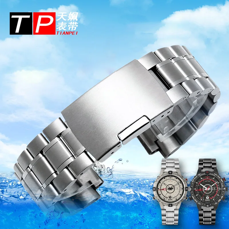 Stainless steel watchband for men\'s TIMEX T2N720 T2N721 TW2R55500 T2N721 watch strap 24*16mm lug end silver black bracelet BAND