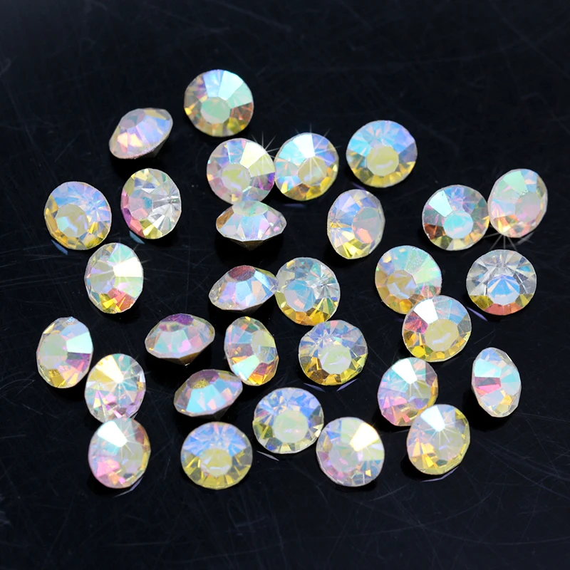 ss2-ss47mm Rivoli Czech  crystal AB COLOR beads pointed back Round beads Fancy Stones Glitter Beads For Jewelry Nail Making DIY