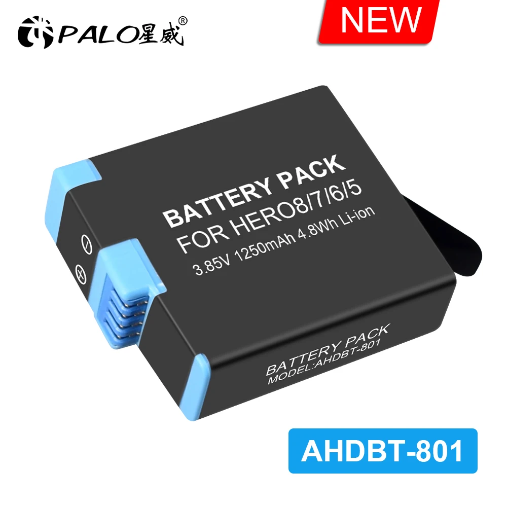 

PALO 1250mAh GoPro Hero 7 hero 6 Gero 5 Battery for GoPro Hero7 6 Hero5 GoPro Hero 8 AHDPT-801 Black Decode Camera Battery