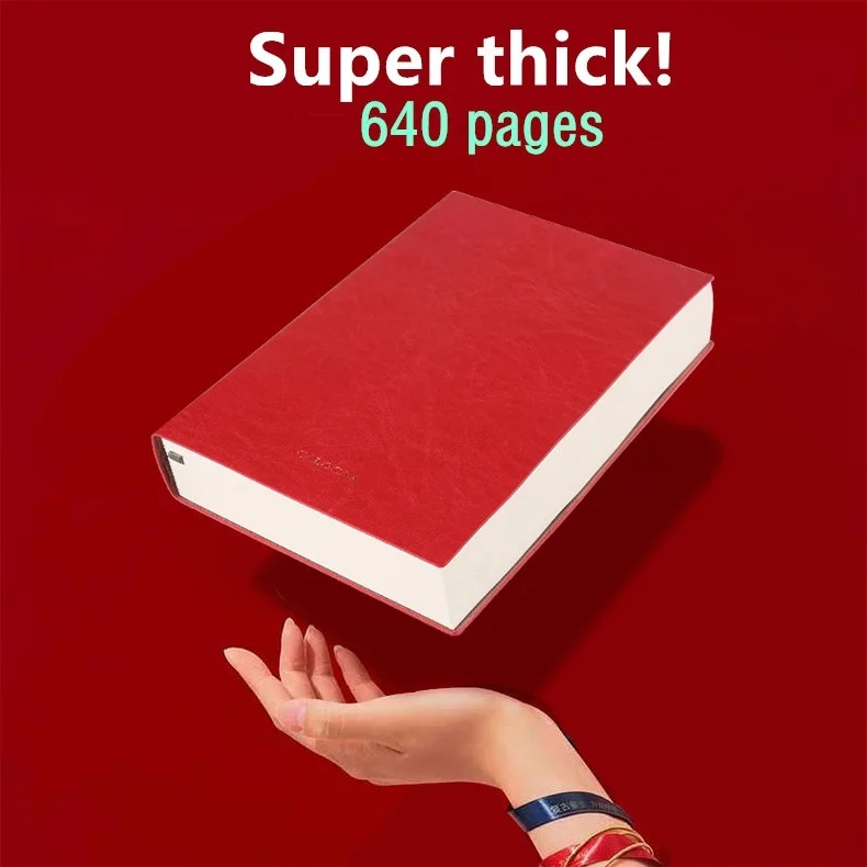 Super Thick Soft Faux Leather 320 Sheets/640 Pages Ruled Notebook A5 Daily Notebook Life Records Best for 2-3 Years Writing