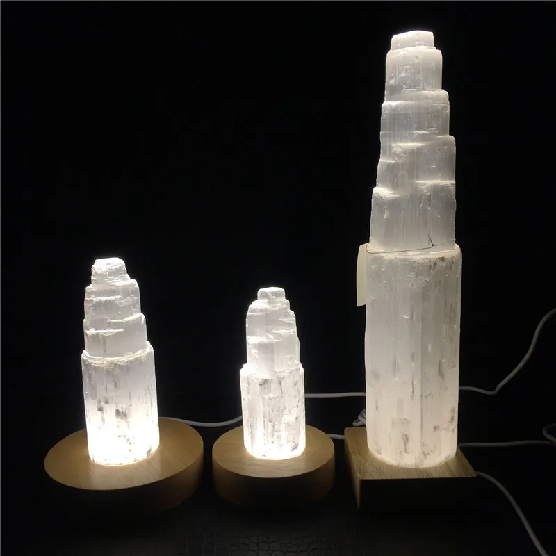 10-25CM Natural Quartz Crystal Selenite Tower Moroccan Lamp Reiki Healing  Mineral Specimen Home Decor Collect view 2