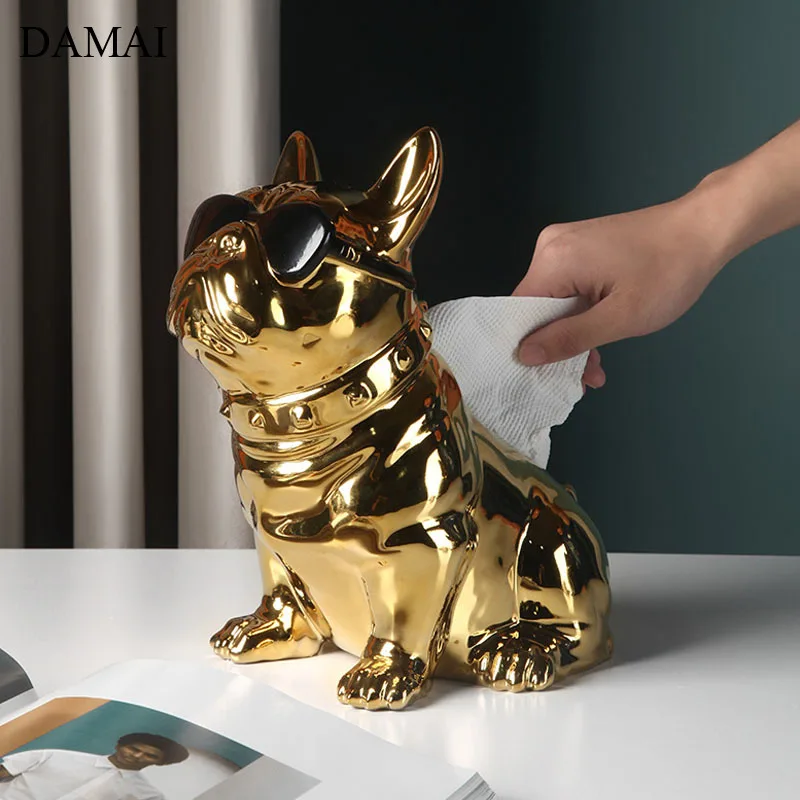 Imagem -04 - Tampa de Cerâmica de Tecido de Buldogue Francês Caixa Removível de Tecidos Decorativa para Cachorro Mesa de Jantar Porta-guardanapos Decoração Moderna para Casa