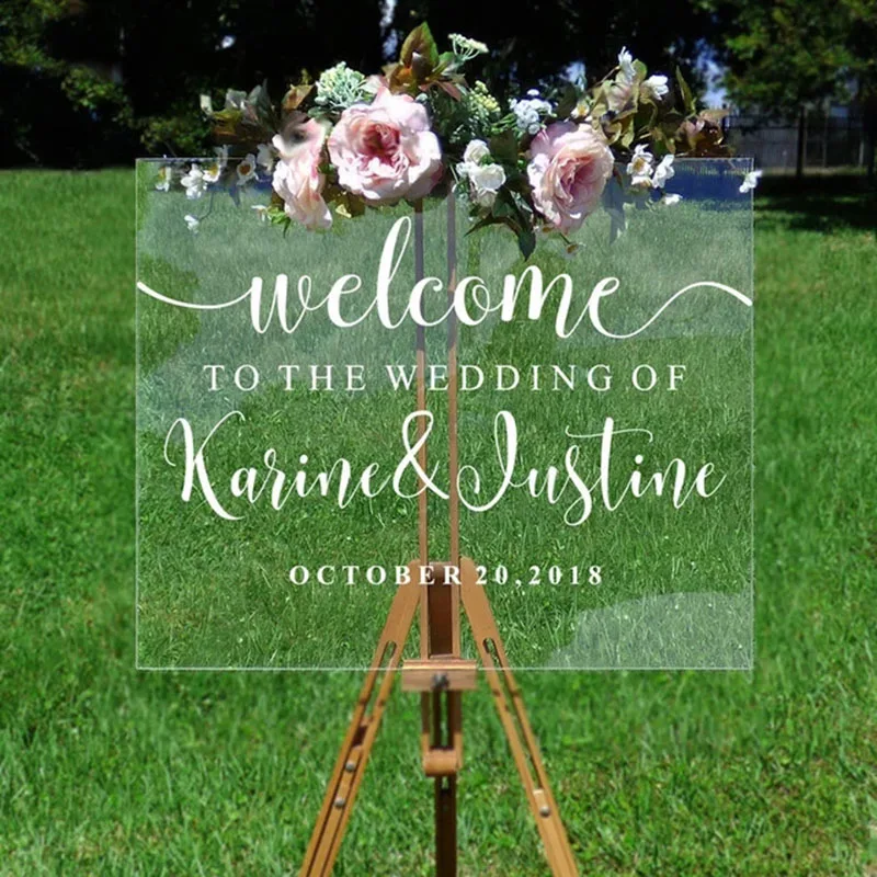 Wedding Welcome Mirror Vinyl Sticker Personalized Names And Date Wall Decal Wedding Party Decor Wedding Sign Vinyl Mural AJ551