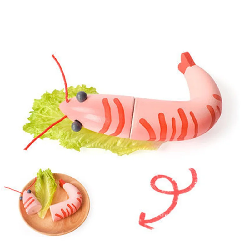 New Montessori Simulation Animal Magnetic Play House Fish Shrimp Crab Shell Seasoning Sashimi Baking Toy Wooden Educational Toys