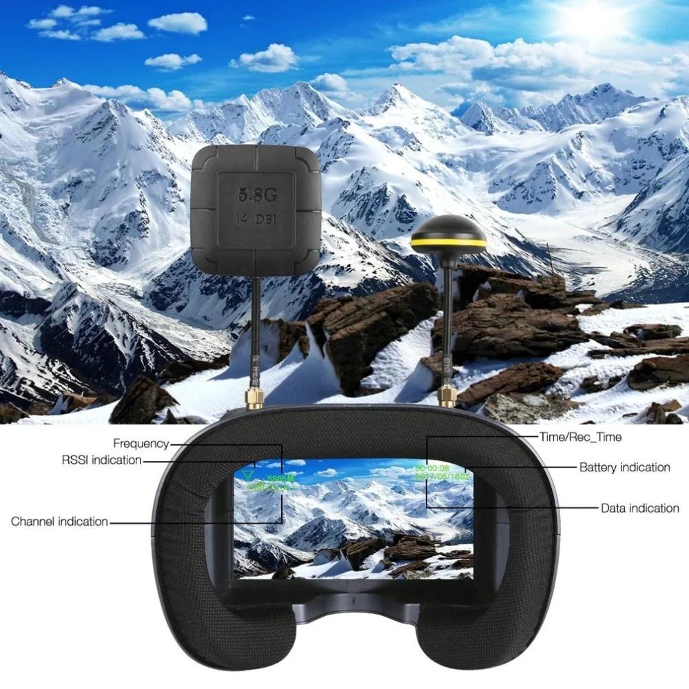 FPV Suit LS-008D 5.8G FPV Googles VR Glasses High Quality 40CH with DVR and 600mw VTX Lancher 2.1mm Lens CMOS 1200TVL fpv camera