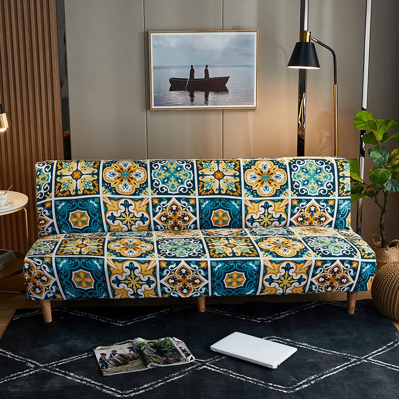 Elastic Without Armrest Sofa Bedspread American Printed Sofa Bed Cover Couch Covers for Folding Sofas Living Room Slipcover