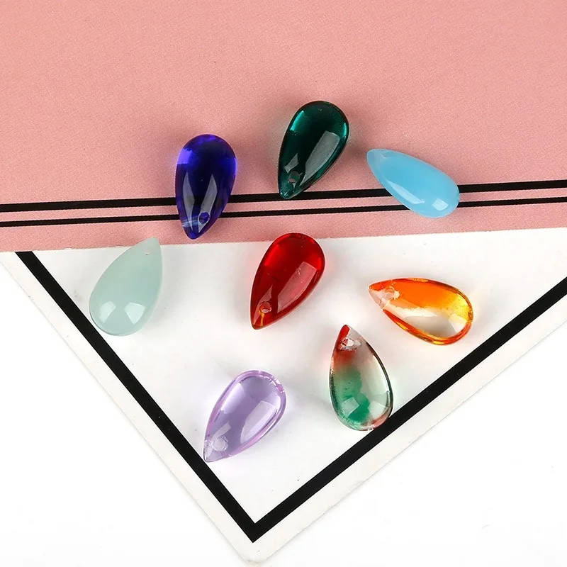 5pcs/8*14mm Water Drop Czech Glass Bead Pendant DIY Handmade Material Ancient Wind Step Hairpin Head Jewelry Accessories