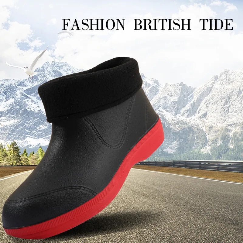 Women Casual Shoes Kitchen Breathable Flat Work Shoes Non-slip Waterproof Chef Shoes Warm Fur Snow Boots Work Shoes Rain Boots