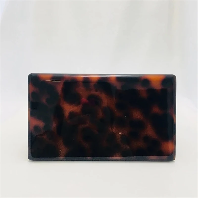 New Brand Acrylic Evening Bags Black Amber Leopard Clutch Purse Luxury Designer Women Wallet Wedding Bridal Party Prom Handbag