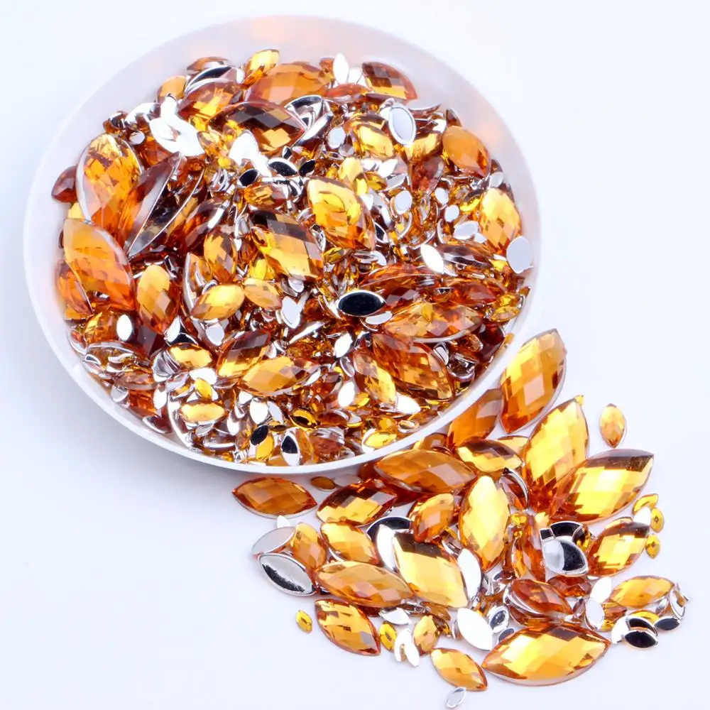 

Acrylic Rhinestone Strass 7x15mm 2000pcs Craft Art DIY Gems Marquise Earth Facets Normal colors Nail Art Decorations